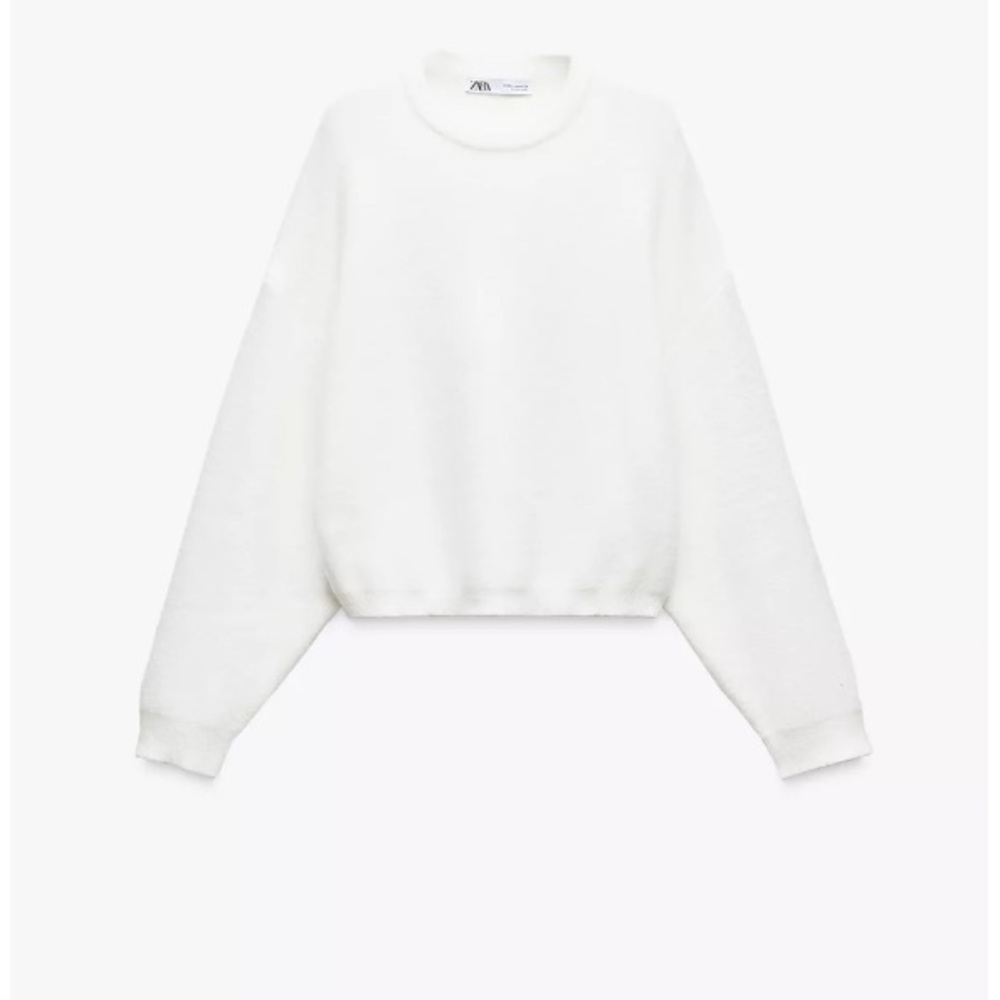 Zara Women's Cream Crew Neck Sweater